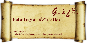 Gehringer Őszike névjegykártya